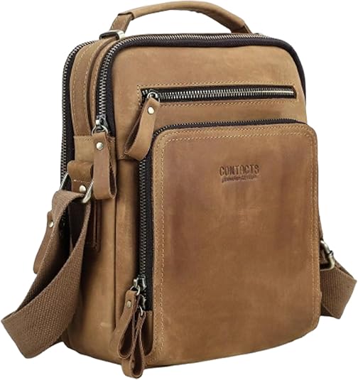 Contacts Single Shoulder Briefcase Genuine Leather Men 9.7 inch